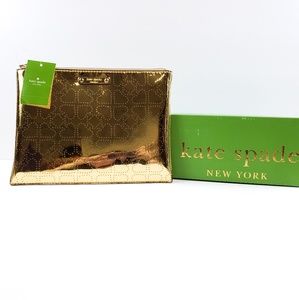 Kate Spade Gold Metro Spade Large Heart Pouch